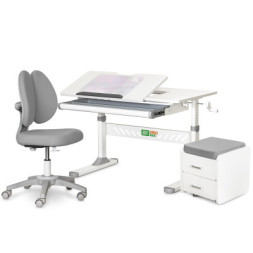 Парта з кріслом ErgoKids (L) Grey + тумба (TH-310 + Y-412 Lite + BD C3_GREY)