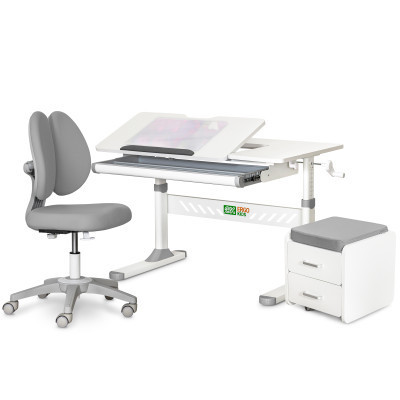 Парта з кріслом ErgoKids (L) Grey + тумба (TH-310 + Y-412 Lite + BD C3_GREY)