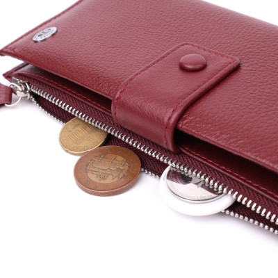 Гаманець ST Leather З натуральної шкіри Бордовий (22535)
