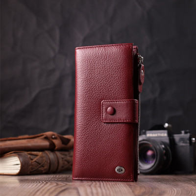 Гаманець ST Leather З натуральної шкіри Бордовий (22535)