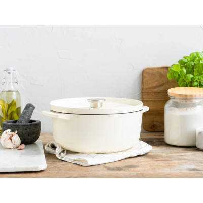 Каструля KitchenAid чавунна з кришкою 5,2 л Мигдалевий крем (CC006059-001)