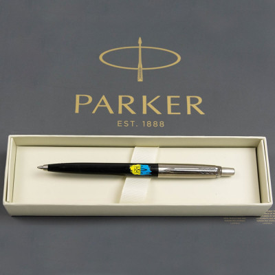 Ручка кулькова Parker JOTTER 17 Originals UKRAINE Black CT BP Тризуб фігурний на тлі прапора (15632_T1026u)