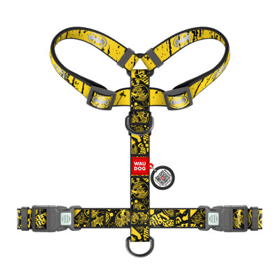 Шлея для собак WAUDOG Nylon H-подібна з QR-паспортом &quot;Бетмен Ескіз&quot;, світловідбивна М (344-1081)