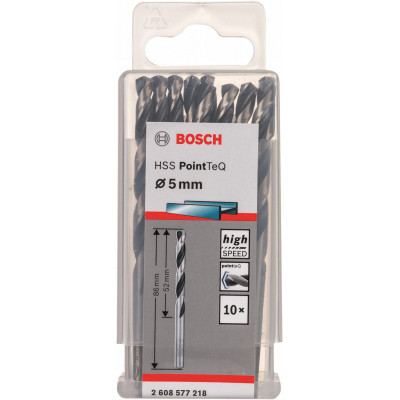Свердло Bosch по металу HSS-PointTeQ, 5х52х86мм, 10шт (2.608.577.218)