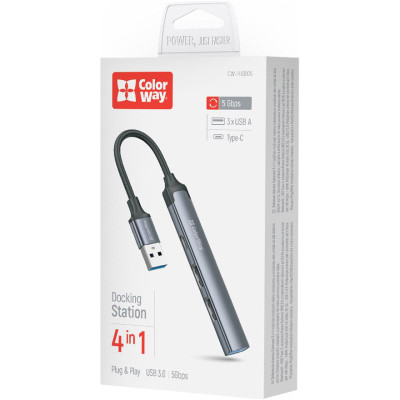 Концентратор ColorWay USB-A 4-в-1 USB2.0х3/USB3.0 (CW-HUB05)