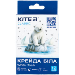 Крейда Kite біла кругла, 12 шт Classic (K-079-12)
