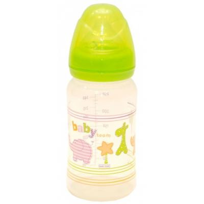 Пляшечка для годування Baby Team з широким горлом 6+, 250 мл (1002_желтый)