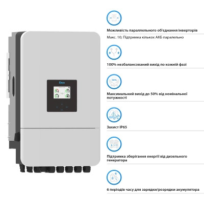 Сонячний інвертор Deye SUN-16K-SG05LP3-EU-SM2, 16 кВт (SUN-16K-SG05LP3-EU-SM2)