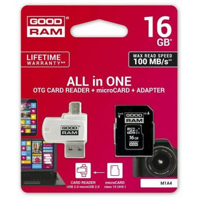 Карта пам&#039;яті Goodram 16Gb microSDHC class 10 UHS-I (M1A4-0160R12)