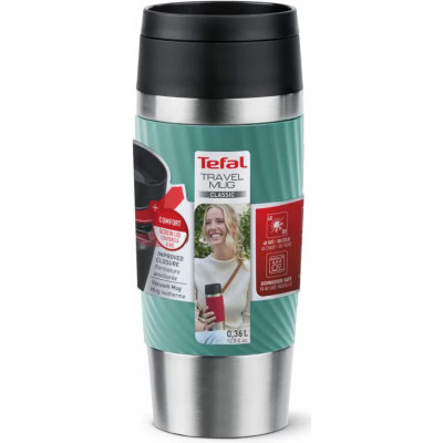 Термокружка Tefal Travel Mug Classic Twist, 360мл, нержавіюча сталь, зелений (N2024310)