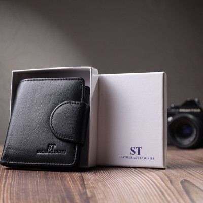 Гаманець ST Leather З натуральної шкіри Чорний (22701)