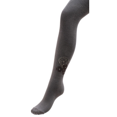 Колготки дитячі BNM з квіточками зі страз (M0C0302-1183-7G-gray)