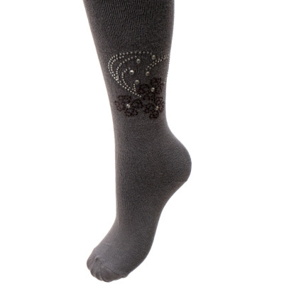 Колготки дитячі BNM з квіточками зі страз (M0C0302-1183-7G-gray)