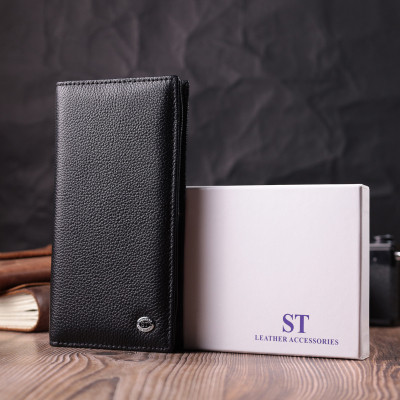 Гаманець ST Leather З натуральної шкіри Чорний (22538)