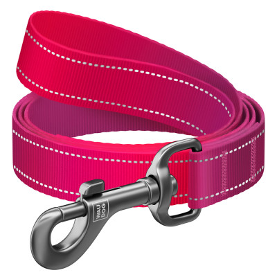 Повідок для собак WAUDOG Nylon Mono світловідбивний, S, Ш 15 мм, Д 300 см, рожевий (46437)