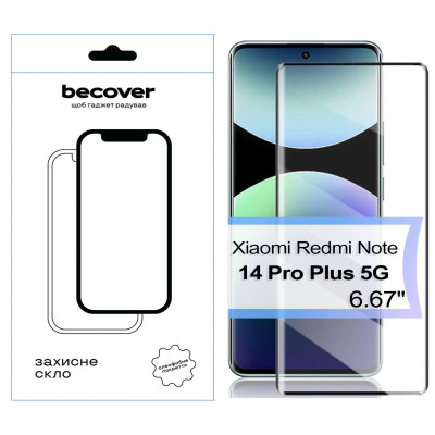 Скло захисне BeCover EDGE Xiaomi Redmi Note 14 Pro Plus 5G Black (713580)