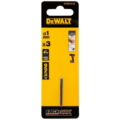 Свердло DeWALT по металу Black &amp; Gold, HSS-G, 1 х 34 х 12 мм, 3 шт. (DT20510)