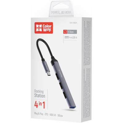 Концентратор ColorWay USB-C 4-в-1 USB2.0х3/USB3.0 (CW-HUB04)