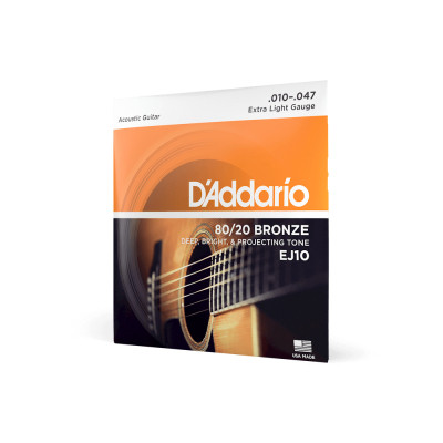 Струни для гітари D&#039;Addario Bronze 80/20 Extra Light (10-47) (EJ10)