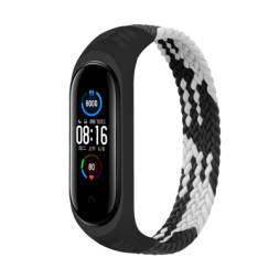 Ремінець до фітнес браслета BeCover Elastic Nylon Style для Xiaomi Mi Smart Band 5/6 (Size M) Black-White (706147)