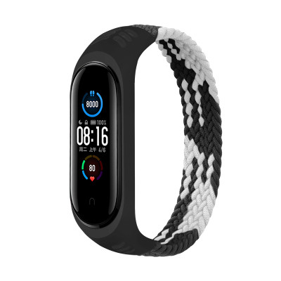 Ремінець до фітнес браслета BeCover Elastic Nylon Style для Xiaomi Mi Smart Band 5/6 (Size M) Black-White (706147)