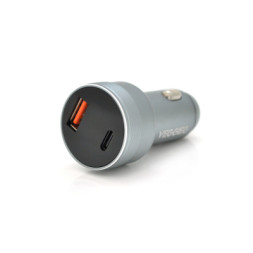 Зарядний пристрій VEGGIEG USB QC3.0 + USB-C PD 3.1A digital display silver (QC-C200)