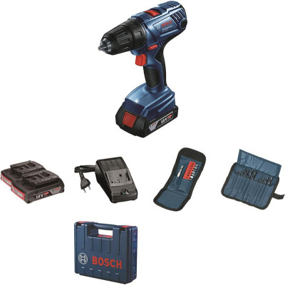 Шуруповерт Bosch GSR 180 LI + 2х2.0 Ah + Набір біт 11 шт. + набір свердл 12 шт. (0.601.9F8.10A)