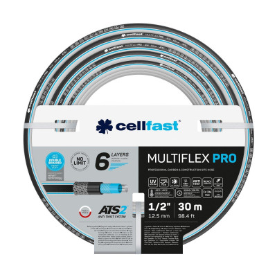 Шланг для поливу Cellfast MULTIFLEX PRO 1/2&quot; 30м, 6 шарів, до 35 Бар, -20…+65°C (13-801)