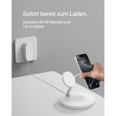 Зарядний пристрій Belkin 3in1 Magnetic Pad Qi2 15W White (WIZ032KQWH)