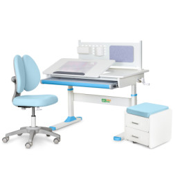 Парта з кріслом ErgoKids (L) Blue + тумба (TH-325 + Y-412 Lite + BD C3_BLUE)