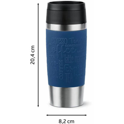 Термокружка Tefal Travel Mug Classic, 360мл, нержавіюча сталь, синій (N2020310)