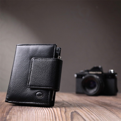 Гаманець ST Leather З натуральної шкіри Чорний (22703)