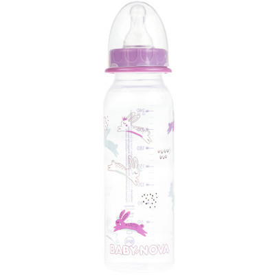 Пляшечка для годування Baby-Nova Декор 240 мл Рожевий (3960066)