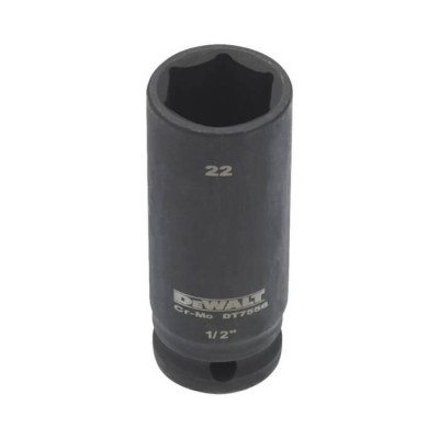 Головка торцева DeWALT IMPACT 1/2&quot;, 22 мм, ударна, довга, шестигранна (DT7556)