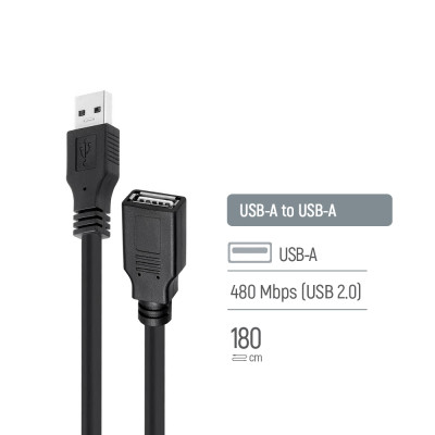 Дата кабель USB 2.0 AM/AF 1.8m black ColorWay (CW-CBUF076-BK)