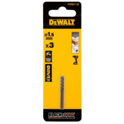 Свердло DeWALT по металу Black &amp; Gold, HSS-G, 1.5 х 40 х 18 мм, 3 шт. (DT20511)