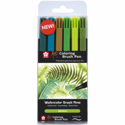 Художній маркер KOI набір Coloring Brush Pen, BOTANICAL 6 кольорів (8712079448707)