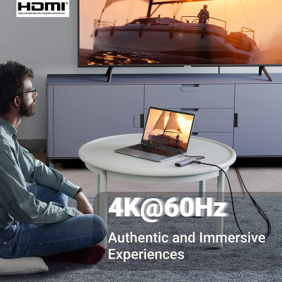 Концентратор Ugreen USB3.1 Type-C to HDMI/USB 3.0x2/RJ45/SD/TF/PD 100W CM512 (60515)