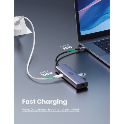 Концентратор Ugreen USB3.1 Type-C to HDMI/USB 3.0x2/RJ45/SD/TF/PD 100W CM512 (60515)