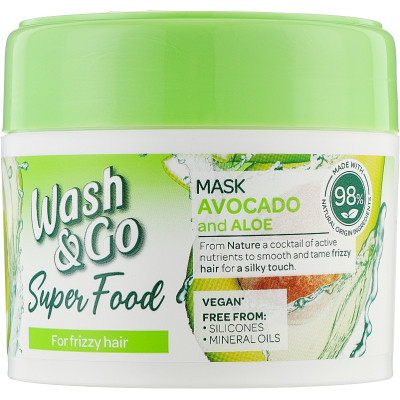 Маска для волосся Wash&amp;Go Super Food з авокадо і алое вера 300 мл (8008970053097)