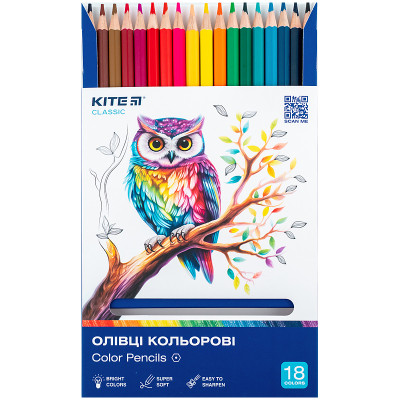 Олівці кольорові Kite Classic 18 кольорів (K-052)