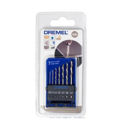 Набір свердл Dremel по металу 628, 7шт., 0.8,1.2,1.6,2.0,2.4,2.8,3.0 мм, HSS (2.615.062.832)