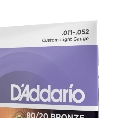 Струни для гітари D&#039;Addario 80/20 Bronze Custom Light (11-52) (EJ13)