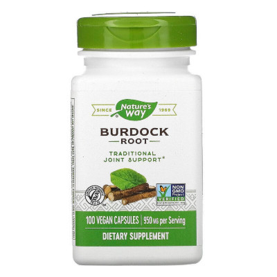 Трави Nature&#039;s Way Корінь Лопуха, Burdock Root, 475, 100 капсул (NWY11200)