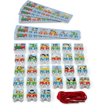 Розвиваюча іграшка Melissa&amp;Doug дерев&#039;яна шнурівка-паровозик &quot;Алфавіт&quot; (MD9497)