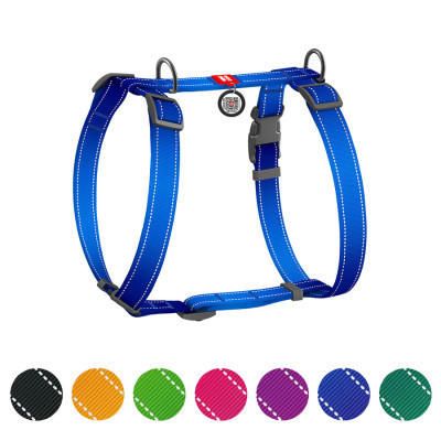 Шлея для собак WAUDOG Nylon Mono з QR-паспортом, пластиковий фастекс S синя (527112)