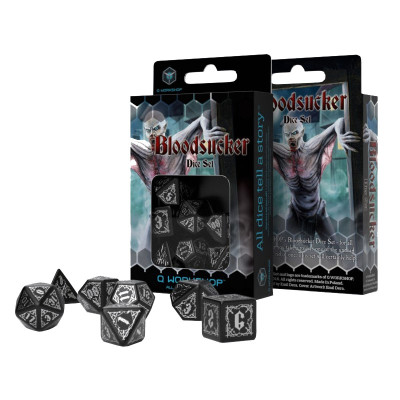 Набір кубиків для настільних ігор Q-Workshop Bloodsucker Black silver Dice Set (7 шт.) (SBSU37)