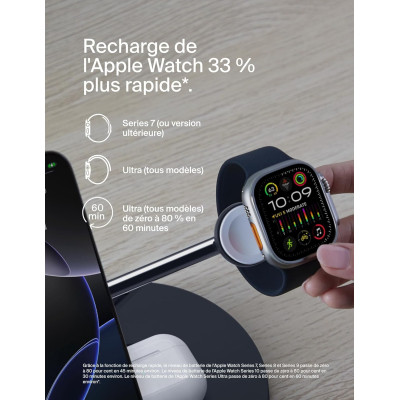 Зарядний пристрій Belkin 3in1 Magnetic Pad Qi2 15W Black (WIZ032KQBK)