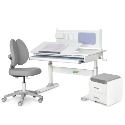 Парта з кріслом ErgoKids (L) Grey + тумба (TH-325 + Y-412 Lite + BD C3 _GREY)