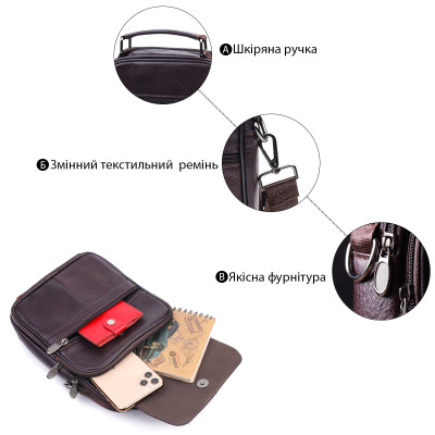 Сумка Vintage З натуральної шкіри Коричнева (21304)